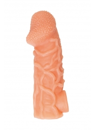 Телесная закрытая насадка с венками Cock Sleeve Size M - 15,6 см. - KOKOS - в Новошахтинске купить с доставкой