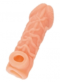 Телесная закрытая насадка с венками Cock Sleeve Size M - 15,6 см. - KOKOS - в Новошахтинске купить с доставкой