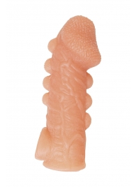 Телесная закрытая насадка с шишечками Cock Sleeve Size M - 15,6 см. - KOKOS - в Новошахтинске купить с доставкой