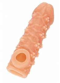 Телесная закрытая насадка с пучками шишечек Cock Sleeve Size L - 17,6 см. - KOKOS - в Новошахтинске купить с доставкой