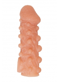 Телесная закрытая насадка с шариками Cock Sleeve Size L - 17,6 см. - KOKOS - в Новошахтинске купить с доставкой