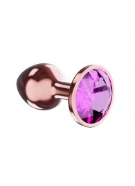 Пробка цвета розового золота с лиловым кристаллом Diamond Quartz Shine L - 8,3 см. - Lola Games - купить с доставкой в Новошахтинске