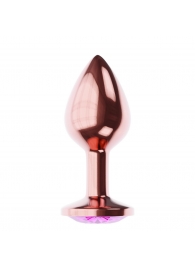 Пробка цвета розового золота с лиловым кристаллом Diamond Quartz Shine L - 8,3 см. - Lola Games - купить с доставкой в Новошахтинске