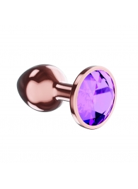 Пробка цвета розового золота с фиолетовым кристаллом Diamond Amethyst Shine L - 8,3 см. - Lola Games - купить с доставкой в Новошахтинске