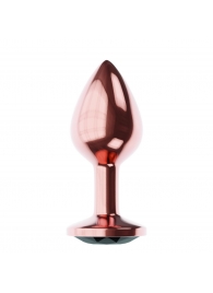 Пробка цвета розового золота с черным кристаллом Diamond Jet Shine L - 8,3 см. - Lola Games - купить с доставкой в Новошахтинске