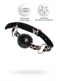 Черный кляп-шар на леопардовых ремешках Anonymo - ToyFa - купить с доставкой в Новошахтинске