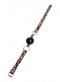 Черный кляп-шар на леопардовых ремешках Anonymo - ToyFa - купить с доставкой в Новошахтинске