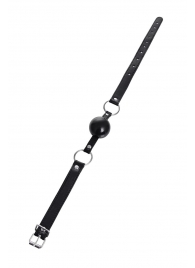 Черный кляп-шар на кожаных ремешках Anonymo - ToyFa - купить с доставкой в Новошахтинске