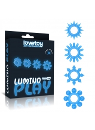 Набор из 4 голубых, светящихся в темноте эрекционных колец Lumino Play - Lovetoy - в Новошахтинске купить с доставкой