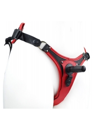 Красно-черный женский пояс с 2 способами крепления насадок - LOVETOY (А-Полимер) - купить с доставкой в Новошахтинске