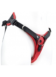 Красно-черный женский пояс с 2 способами крепления насадок - LOVETOY (А-Полимер) - купить с доставкой в Новошахтинске