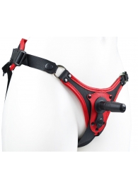 Красно-черные универсальные трусики с 2 способами крепления насадок - LOVETOY (А-Полимер) - купить с доставкой в Новошахтинске