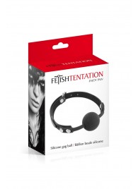 Черный силиконовый кляп-шарик на ремешках - Fetish Tentation - купить с доставкой в Новошахтинске