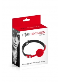 Красный кляп-шарик на черных ремешках - Fetish Tentation - купить с доставкой в Новошахтинске