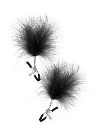 Зажимы на соски с черными пуховыми кисточками Sweet Caress Feather Nipple Clumps - Sweet Caress - купить с доставкой в Новошахтинске