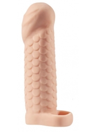 Телесная рельефная насадка-удлинитель KLEON с подхватом - 15 см. - Sitabella - в Новошахтинске купить с доставкой