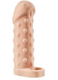 Телесная насадка-удлинитель с пупырышками KLEON - 15 см. - Sitabella - в Новошахтинске купить с доставкой