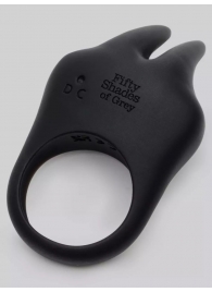 Черное эрекционное виброкольцо Sensation Rechargeable Vibrating Rabbit Love Ring - Fifty Shades of Grey - в Новошахтинске купить с доставкой