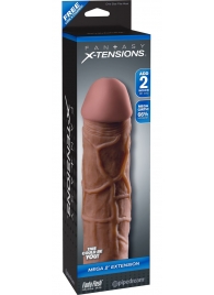 Коричневая насадка Mega 2  Extension - 20,3 см. - Pipedream - в Новошахтинске купить с доставкой