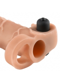 Телесная вибронасадка с кольцом Vibrating Real Feel 2 Extension - 16 см. - Pipedream - в Новошахтинске купить с доставкой