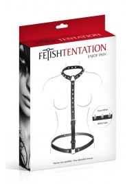 Черная упряжь на тело с шипами на ошейнике - Fetish Tentation - купить с доставкой в Новошахтинске