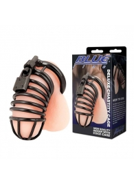Черная металлическая клетка с замком Deluxe Chastity Cage - BlueLine - купить с доставкой в Новошахтинске