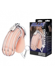 Серебристая металлическая клетка с анальным стимулятором Cock Cage - BlueLine - купить с доставкой в Новошахтинске