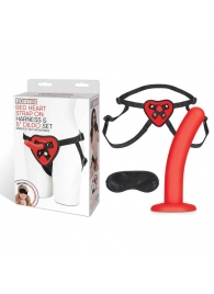 Красный поясной фаллоимитатор Red Heart Strap on Harness   5in Dildo Set - 12,25 см. - Lux Fetish - купить с доставкой в Новошахтинске