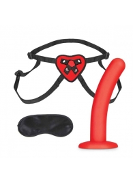 Красный поясной фаллоимитатор Red Heart Strap on Harness   5in Dildo Set - 12,25 см. - Lux Fetish - купить с доставкой в Новошахтинске