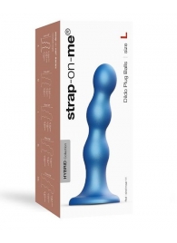 Голубая насадка Strap-On-Me Dildo Plug Balls size L - Strap-on-me - купить с доставкой в Новошахтинске