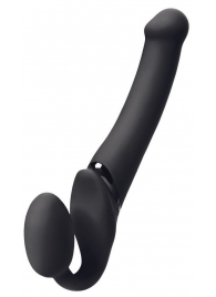 Черный безремневой вибрострапон Silicone Bendable Strap-On - size XL - Strap-on-me - купить с доставкой в Новошахтинске