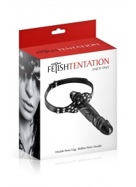 Черный кляп-фаллоимитатор Double Penis Gag - Fetish Tentation - купить с доставкой в Новошахтинске