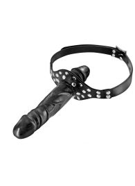 Черный кляп-фаллоимитатор Double Penis Gag - Fetish Tentation - купить с доставкой в Новошахтинске