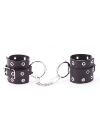 Черные кожаные наручники с люверсами - Crazy Handmade - купить с доставкой в Новошахтинске