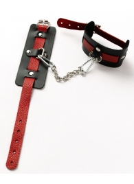 Черные оковы с красным декором и заклепками - Crazy Handmade - купить с доставкой в Новошахтинске