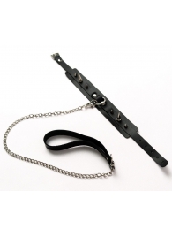 Черный ошейник с шипами и поводком - Crazy Handmade - купить с доставкой в Новошахтинске