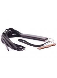 Черная кожаная плеть с удобной ручкой - 50 см. - Crazy Handmade - купить с доставкой в Новошахтинске