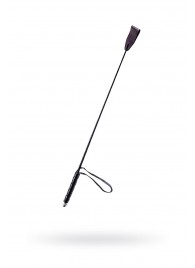 Чёрный стек с кожаной ручкой - 58 см. - Sitabella - купить с доставкой в Новошахтинске