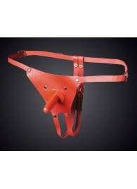 Красные кожаные универсальные трусики со штырьком для насадок - Sitabella - купить с доставкой в Новошахтинске