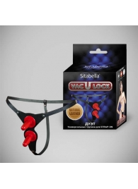 Чёрные кожаные трусики с двумя штырьками для насадок - Sitabella - купить с доставкой в Новошахтинске