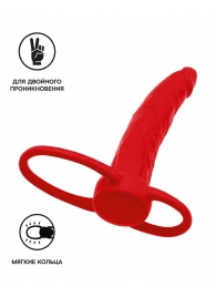 Красная насадка на пенис для двойного проникновения Black Red - 16,5 см. - ToyFa - купить с доставкой в Новошахтинске