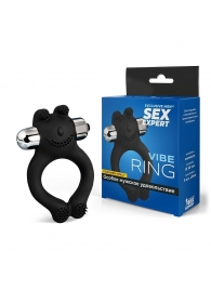 Черное силиконовое эрекционное виброкольцо Sex Expert - Sex Expert - в Новошахтинске купить с доставкой