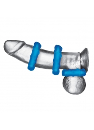 Комплект из трех голубых эрекционных колец 3-Pack Ribbed Rider Cock Ring Set - BlueLine - в Новошахтинске купить с доставкой