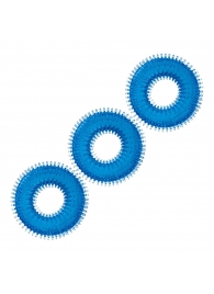 Комплект из трех голубых колец для эрекции 3-Pack Ultra-Stim Stretch Cock Rings - BlueLine - в Новошахтинске купить с доставкой