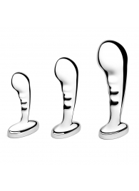 Набор из 3 стальных стимуляторов простаты Stainless Steel P-spot Training Set - b-Vibe - в Новошахтинске купить с доставкой