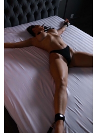 Черный кожаный набор фиксации на кровати Sex Game - БДСМ Арсенал - купить с доставкой в Новошахтинске