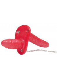 Красный женский страпон с вагинальной пробкой Bad Kitty - 18 см. - Orion - купить с доставкой в Новошахтинске