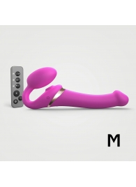 Ярко-розовый безремневой страпон Multi Orgasm Size M с клиторальной стимуляцией - Strap-on-me - купить с доставкой в Новошахтинске