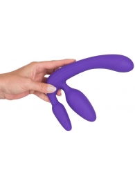 Фиолетовый безремневой страпон с двумя пробками - Orion - купить с доставкой в Новошахтинске