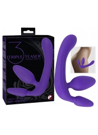 Фиолетовый безремневой страпон с двумя пробками - Orion - купить с доставкой в Новошахтинске